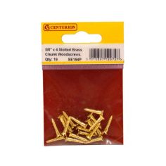 Centurion 5/8 x 4 Slotted Countersunk Brass Woodscrews - Pack Of 19