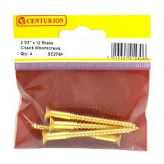 Centurion 2.5iin X 12 CSK Brass Woodscrews - Pack Of 4