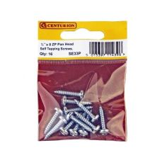 Centurion Pan Head Self Tapping Screws - 1/2" x 8mm - Pack Of 16