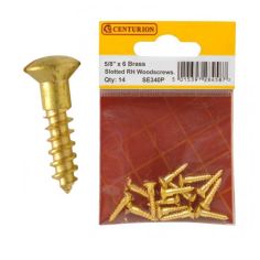 Centurion 3/8 x 8 RH Brass Woodscrews - Pack Of 14