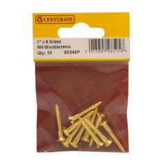 Centurion 1 X 6 RH Brass Woodscrews - Pack Of 10