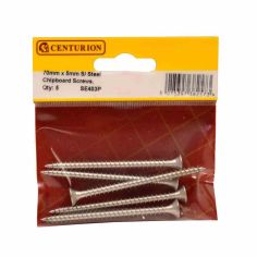 Centurion 5 x 70 Stainless Steel Csk Chipboard Screws - Pack Of 5