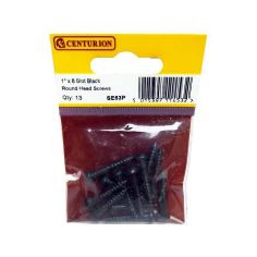 Centurion Slotted Round Black Jap Woodscrews - 1" X 8 - Pack Of 13