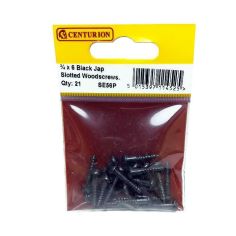 Centurion Slotted Round Black Jap Woodscrews - ¾" x 6 - Pack Of 21