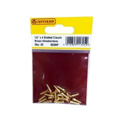 Centurion 1/2" x 4 Slotted Brass Countersunk Woodscrews - Pack of 20