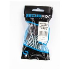 Securfix 20pc Heavy Duty Brown Wall Plugs With Screws