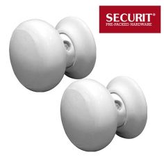 Securit White Ceramic Door Knobs - 60mm