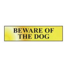 Self-Adhesive PVC  "Beware Of The Dog" Sign Polished Gold Effect - 200mm x 50mm