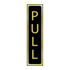 Self-Adhesive PVC  "Pull" Sign Black And Polished Gold Effect - 200mm x 50mm