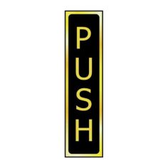 Self-Adhesive PVC "Push" Sign Black And Polished Gold Effect 200mm x 50mm