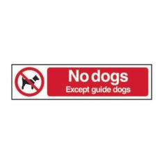  Self-Adhesive Semi-Rigid PVC "No Dogs Except Guide Dogs" Sign - 200mm x 50mm