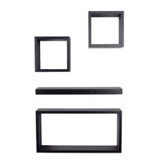 Hudson 4 Piece Shelf & Cube Kit - Black Finish