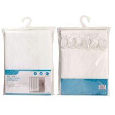 Shower Curtain & Hook Set - Satin Fabric