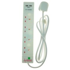 PowerMaster 4 Gang + 2 USB Surge Protection Extension Lead - 2m