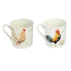 Stow Green Pecking Order Porcelain Mug - Set of 2