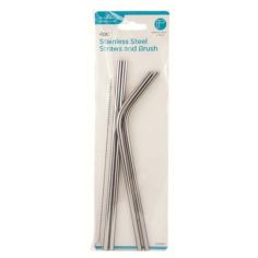 Stainless Steel Straws And Brush - Pack of 4