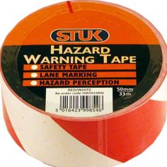 Stuk Red / White Hazard Warning Tape - 50mmx33m