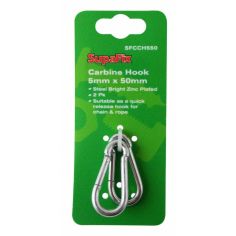 SupaFix Zinc Plated Carabine Hook -  5 x 50mm Pack Of 2