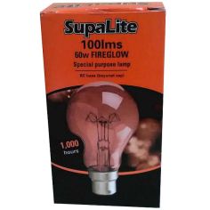 Supalite 60W Fireglow Bayonet Cap Fitting B22/ BC Light Bulb