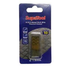 SupaTool H.S.S Metal Titanium Coated Drill Bits - 1.5mm Pack of 10