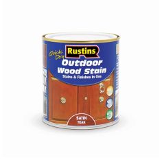 Rustins Quick Dry Outdoor Wood Stain - Satin Teak 250ml