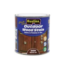 Rustins Quick Dry Outdoor Wood Stain - Satin Medium Oak 250ml