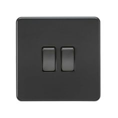 Screwless Stainless Steel 2G 2 Way Switch - Matt Black