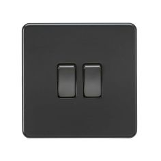 Screwless Stainless Steel 2G 2 Way Switch - Matt Black