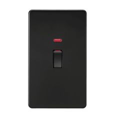  2G DP Cooker Switch with Neon 45A - Matt Black