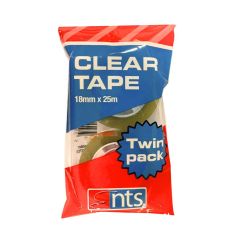 Clear Tape 18mm x 25m - Twin Pack 