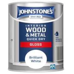 Johnstone's Interior Wood & Metal QD Gloss Paint - Brilliant White 750ml