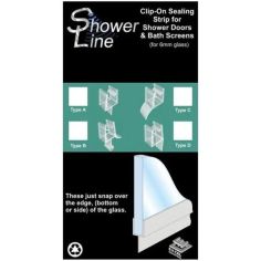 Shower Screen Seal 1.8M Length Clip on Sealing Strip for 6mm Shower Doors & Bath Screens - Type D