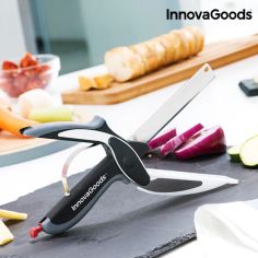 InnovaGoods Knife-Scissors with Mini Integrated Cutting Board