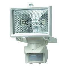 White Automatic Security Floodlight with Passive Infra Red Motion Detector 150W