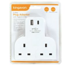 2 Way Plug Adaptor With Usb Type C
