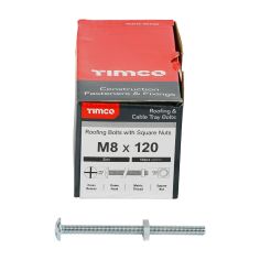 Roofing Bolts with Square Nuts M8 x 120mm 