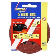 Safeline Orbital Sander 125mm Sanding Discs 40 Coarse| Pack of 5