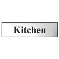 Chrome Effect "Kitchen" Sign - Self-Adhesive PVC (200mm x 50mm)