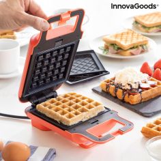 2-in-1 Waffle and Sandwich Maker with Recipes Wafflicher