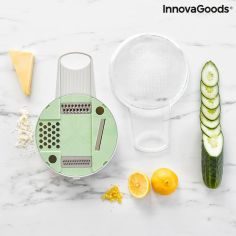 InnovaGoods 6-in-1 Multifunction Grater-Slicer with Accessories and Recipes 