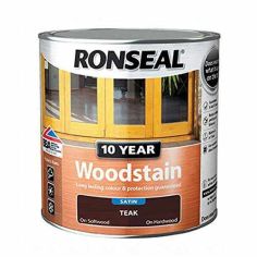 Ronseal 10 Year Satin Wood Stain - Teak 750ml