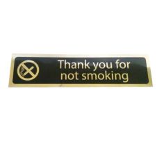 Black Gold PVC Scripted Thank You For Not Smoking Sign - 200mmx50mm