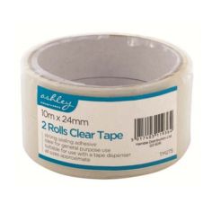 Ashley 2 Rolls Of Clear Tape - 10m x 24mm