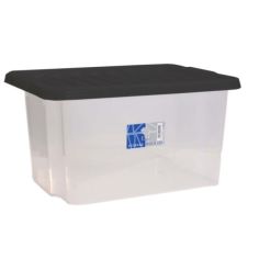 Car Boot Storage Box & Black Lid 35L Clear