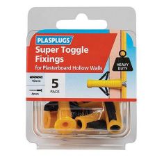 Plasplug 5pc Super Toggle Fixings For Hollow Walls