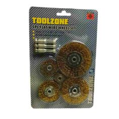 Toolzone 5Pc Flat Wire Wheel Set For Drill