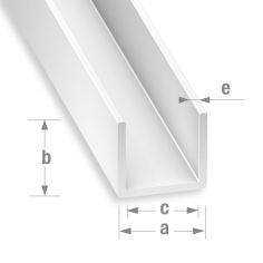 U-Shaped White PVC Profile 21mm x 10mm x 19mm x 1mm x 1m 