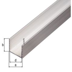 U Profile Anodised Aluminium - 12mm x 8.6mm x 12mm x 1.3mm / 1m  