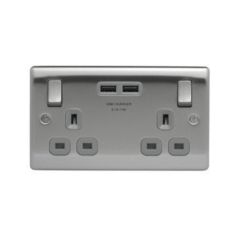 BG 13A Switched Double Socket With 2X USB Charger