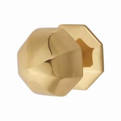 Octagonal Polished Brass Centre Door Knob - 75mm 